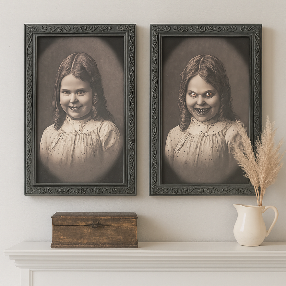 Halloween Wall Art Vintage Changing Face Portrait Frame Decor