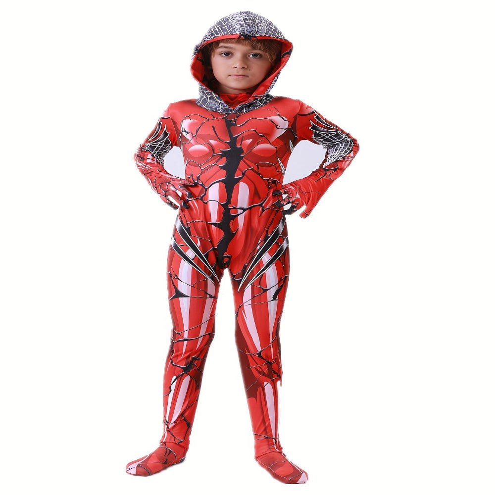 Halloween Costume Kids Red Superhero Jumpsuit