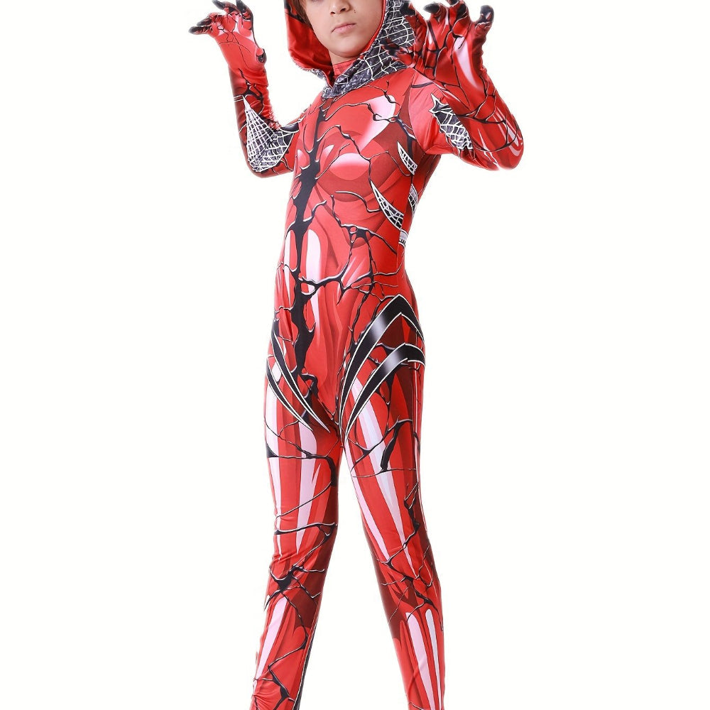 Halloween Costume Kids Red Superhero Jumpsuit