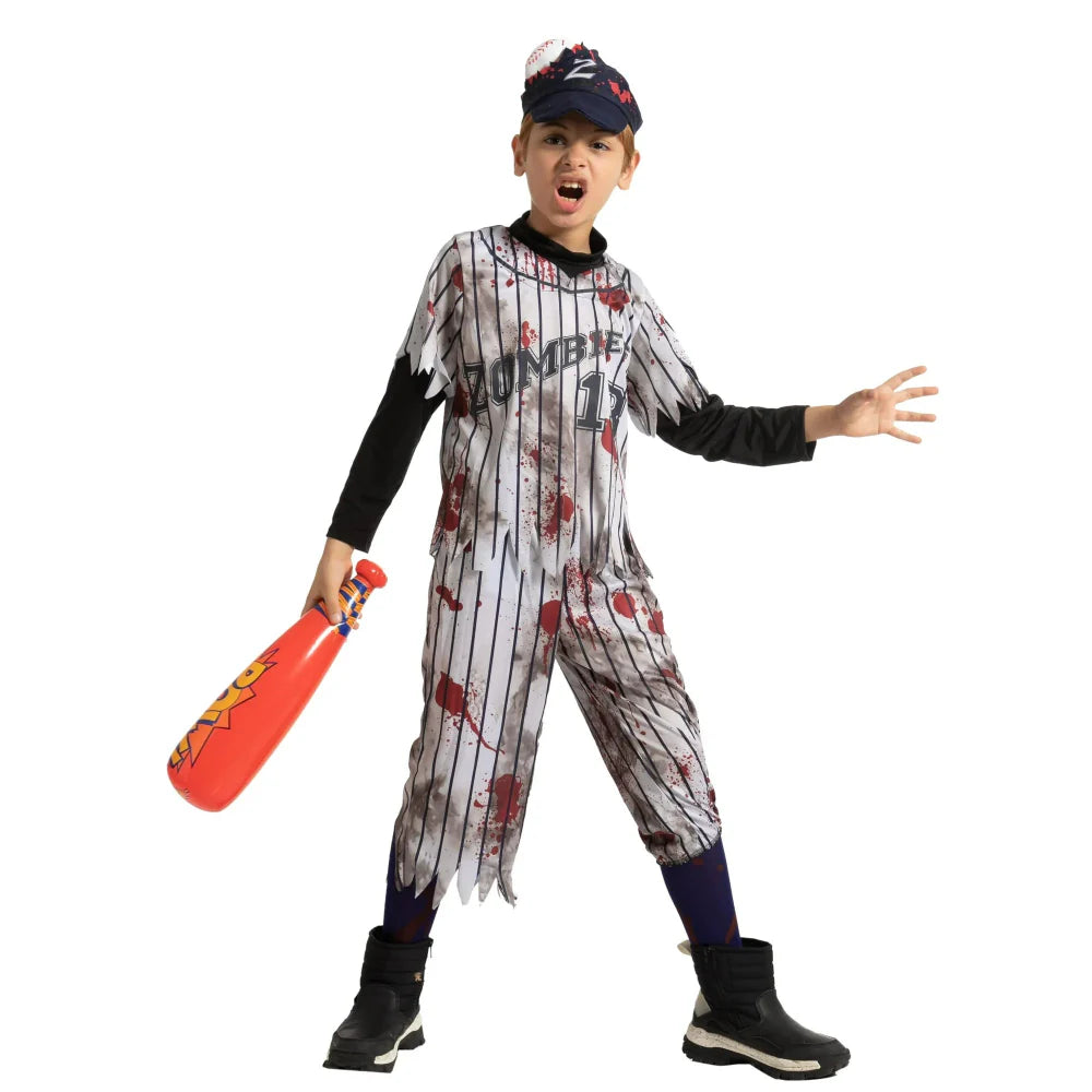 Halloween Costume Kids Zombie Baseball Outfit