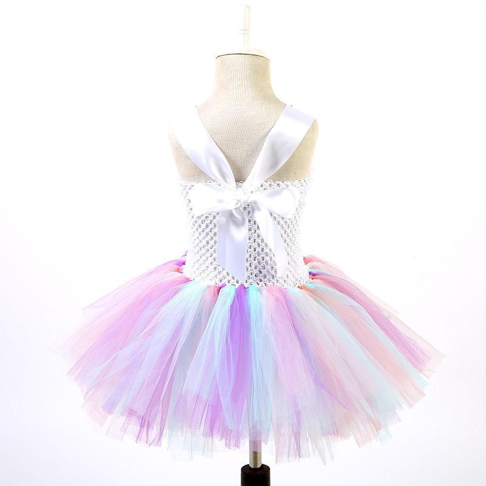 Halloween Costumes Pastel Rainbow Tulle Princess Dress for Girls
