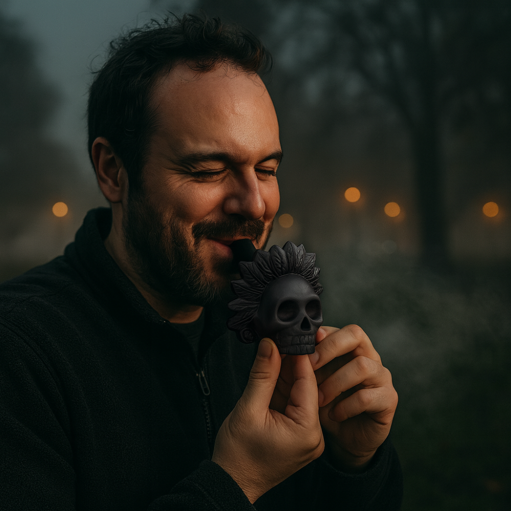 Halloween Decoration Skull Whistle Loud Ceramic Aztec Style Prop