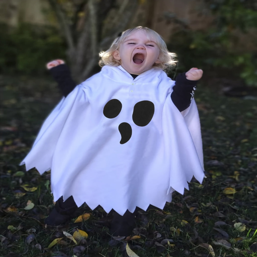 Halloween Ghost Costume Kids Cape Hooded Cloak Outfit