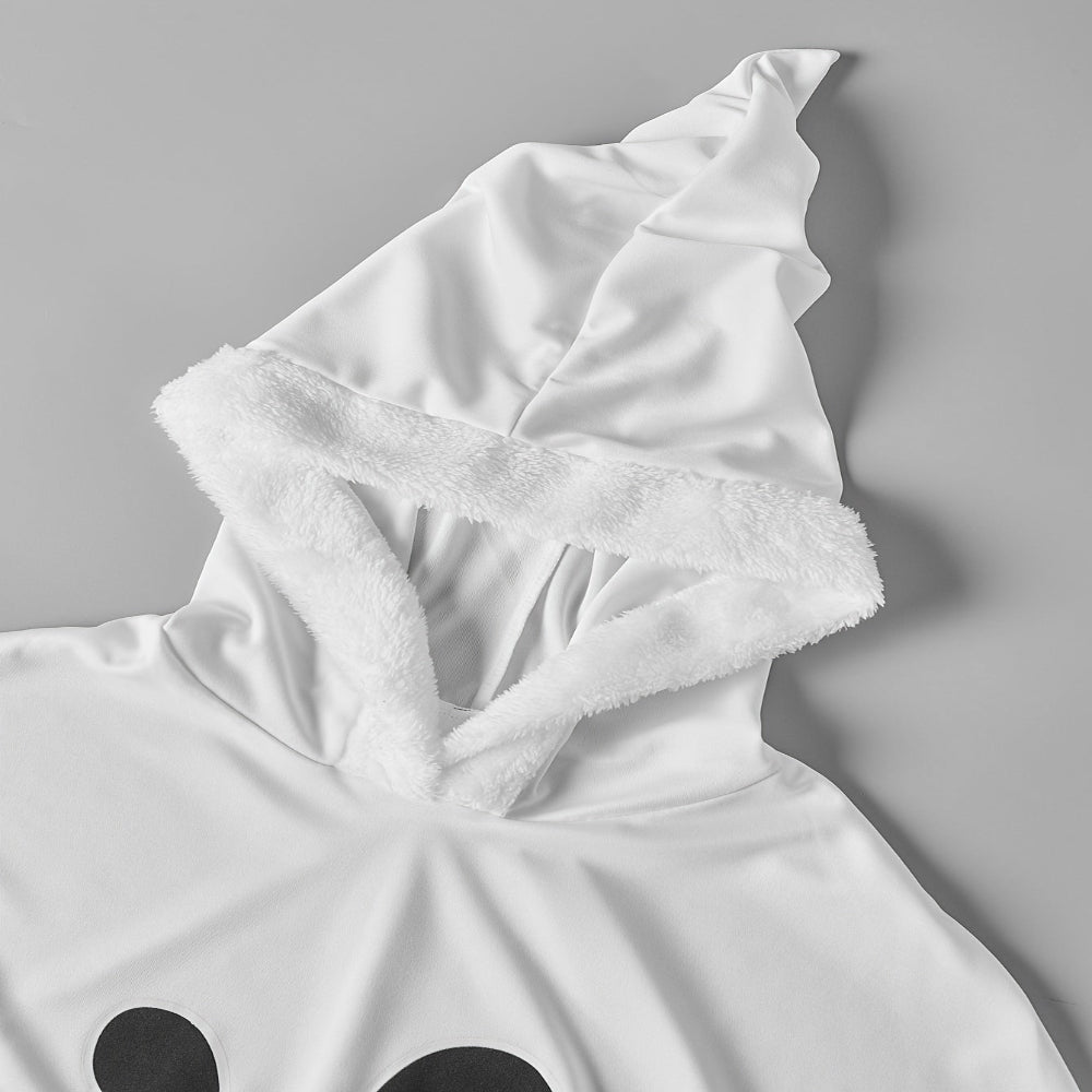 Halloween Ghost Costume Kids Glow Dark Hooded Poncho Cape Outfit