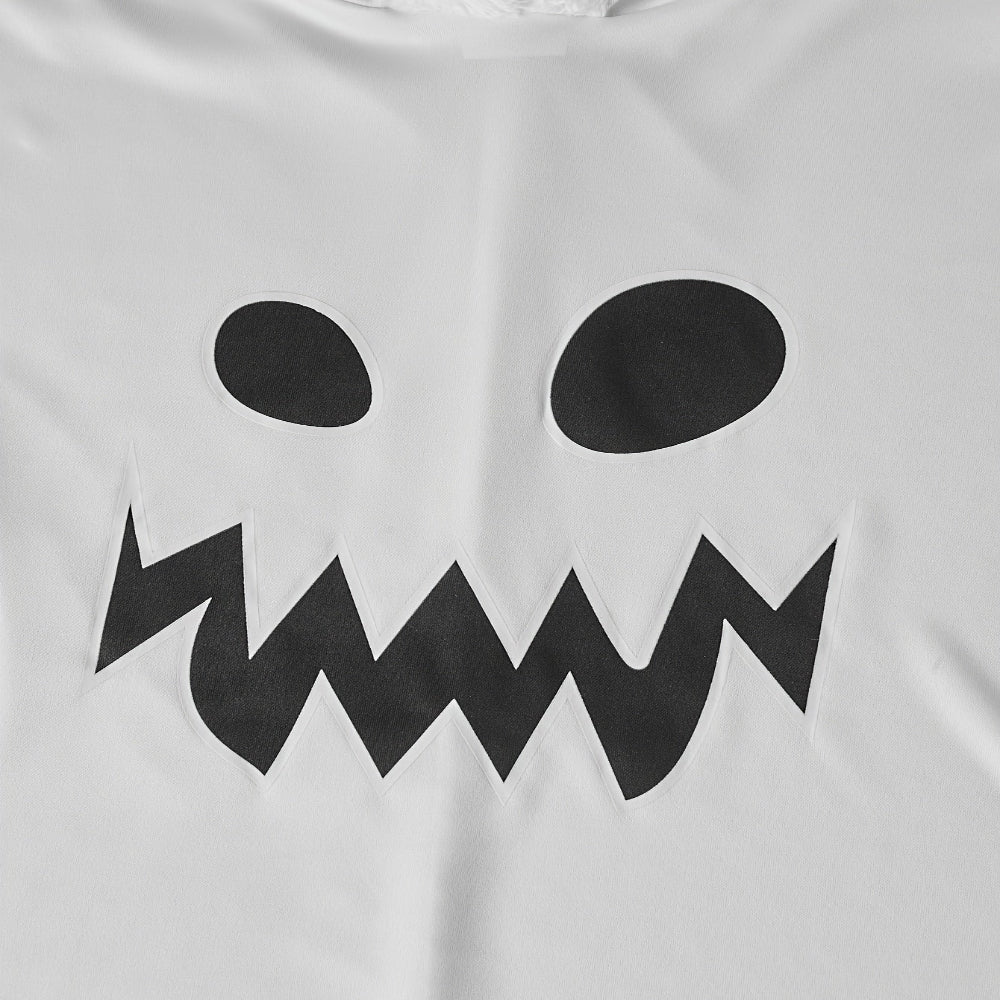 Halloween Ghost Costume Kids Glow Dark Hooded Poncho Cape Outfit