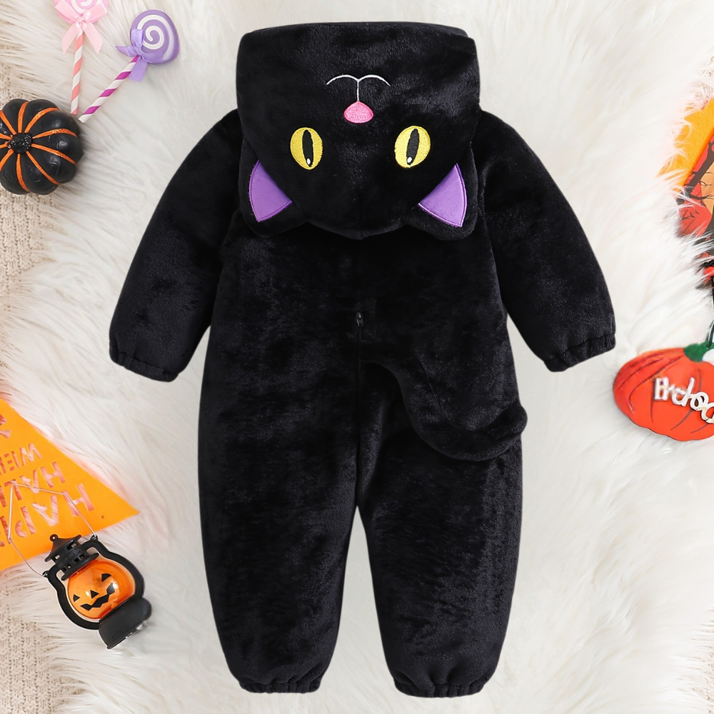 Halloween Kids Cat Costume Hooded Romper Outfit