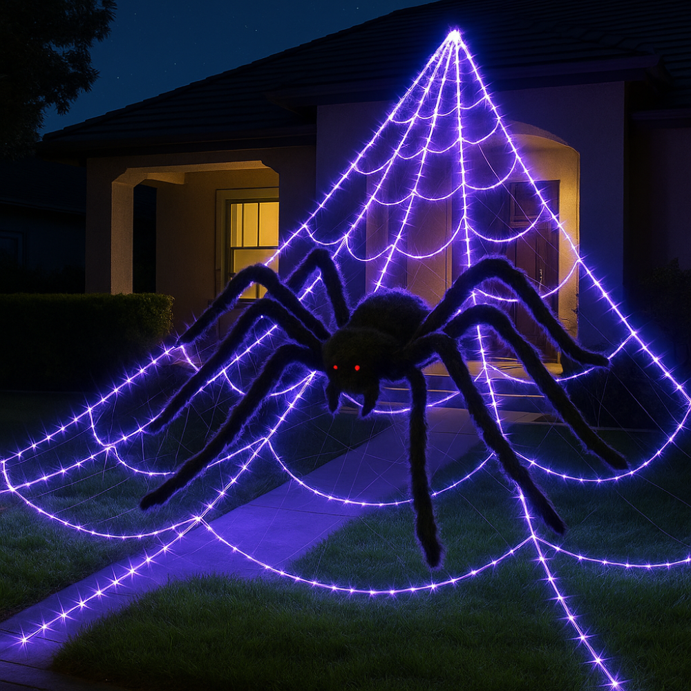 Halloween Outdoor Decoration Giant LED Spider Web Display