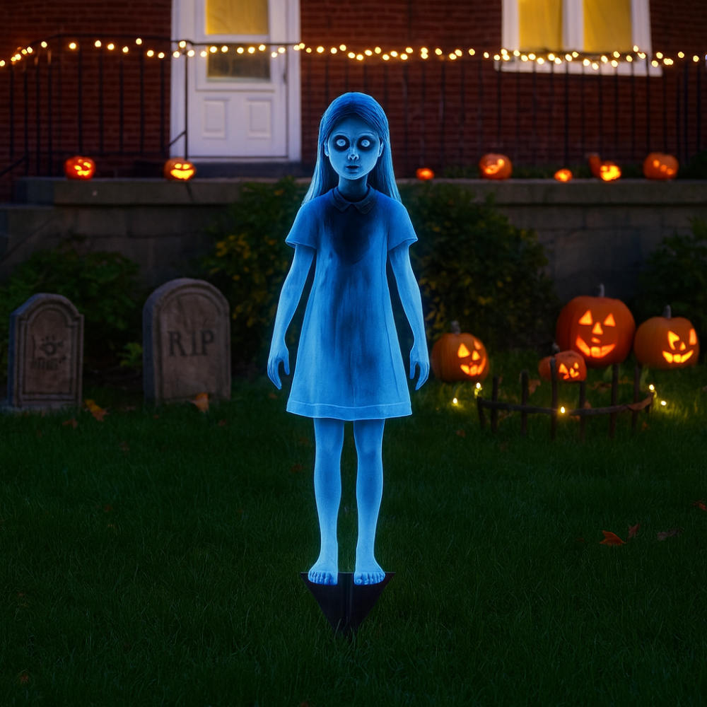 Halloween Outdoor Decoration Metal Ghost Girl Yard Stake