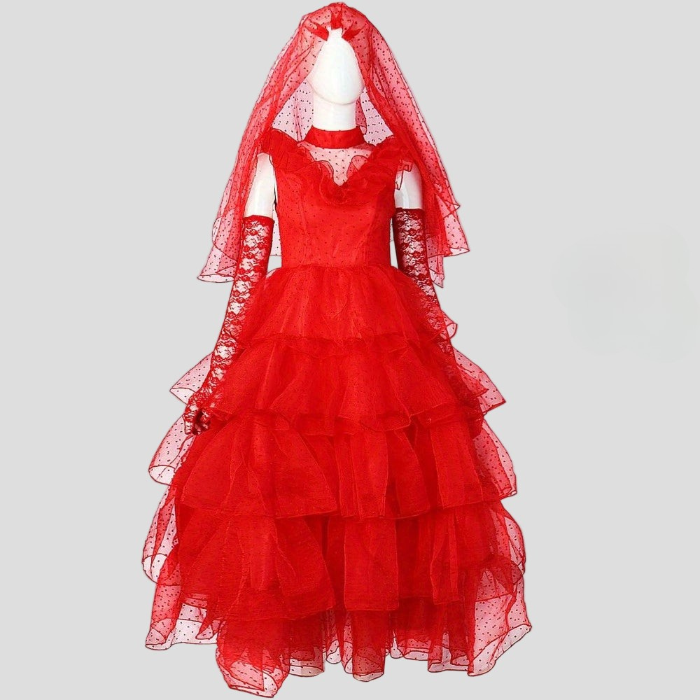 Halloween Red Lace Gothic Costume Dress