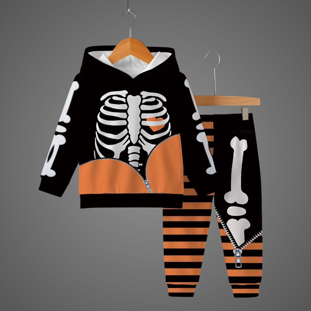 Halloween Toddler Skeleton Costume Hoodie Pants Set