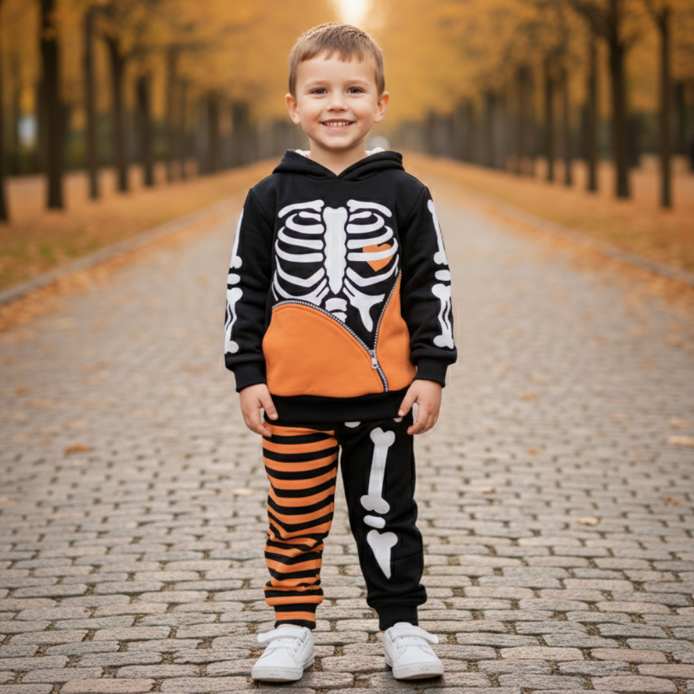 Halloween Toddler Skeleton Costume Hoodie Pants Set