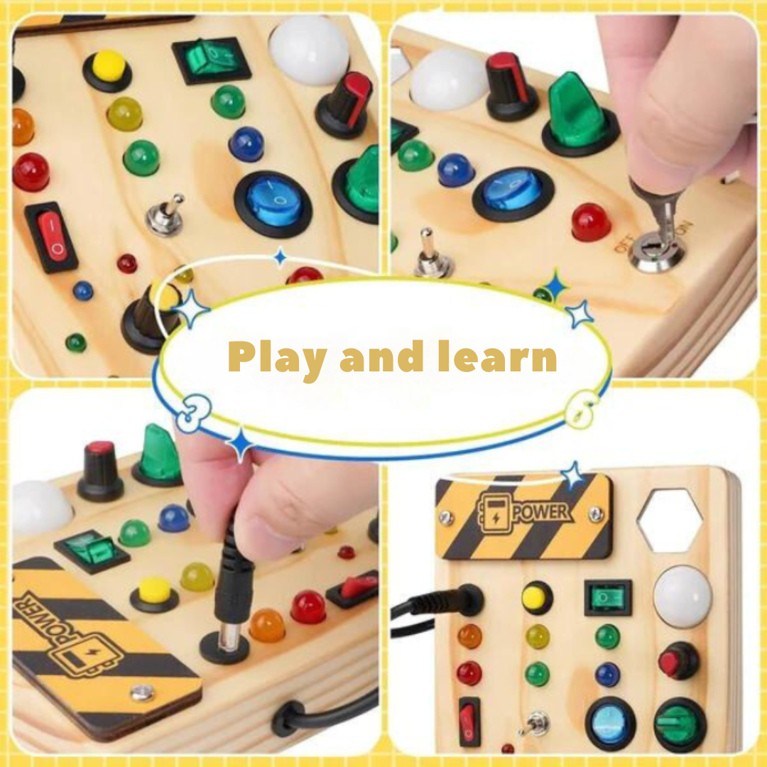 Wooden Learning Toy with Lights and Switches
