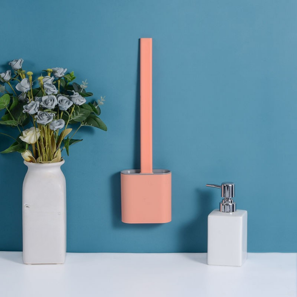 Toilet Brush Silicone Flexible Wall Mounted Set