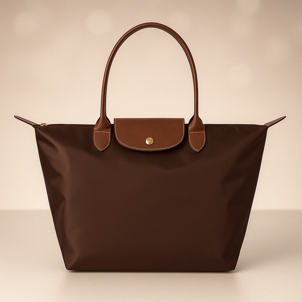Tote Bag with Leather Handles and Waterproof Lining