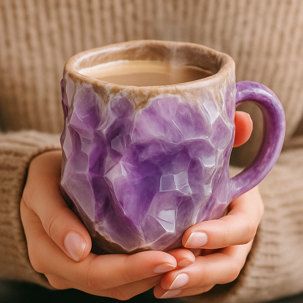 Coffee Mug with Natural Crystal Stone Look