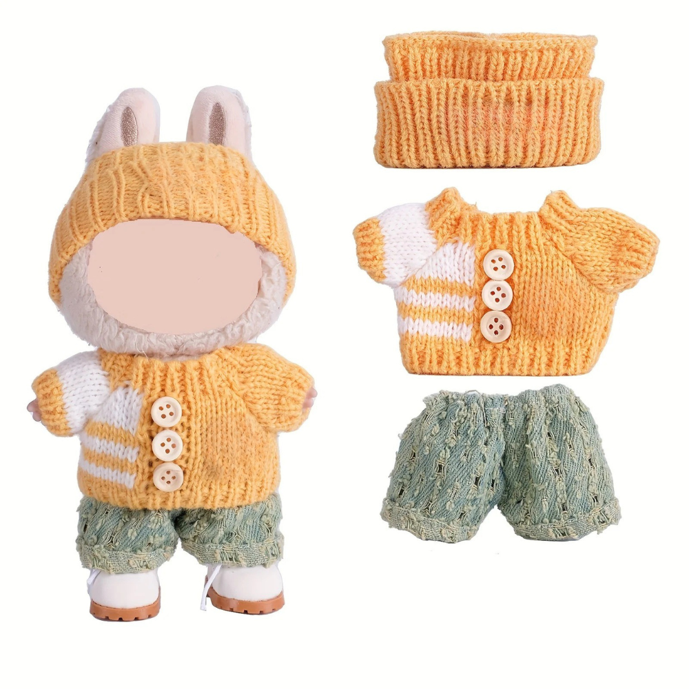 Dolls Clothes Knitted Outfit Set Skirt Wool