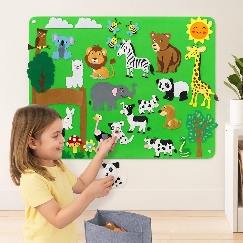 Kids Felt Animal Wall Art Learning Set