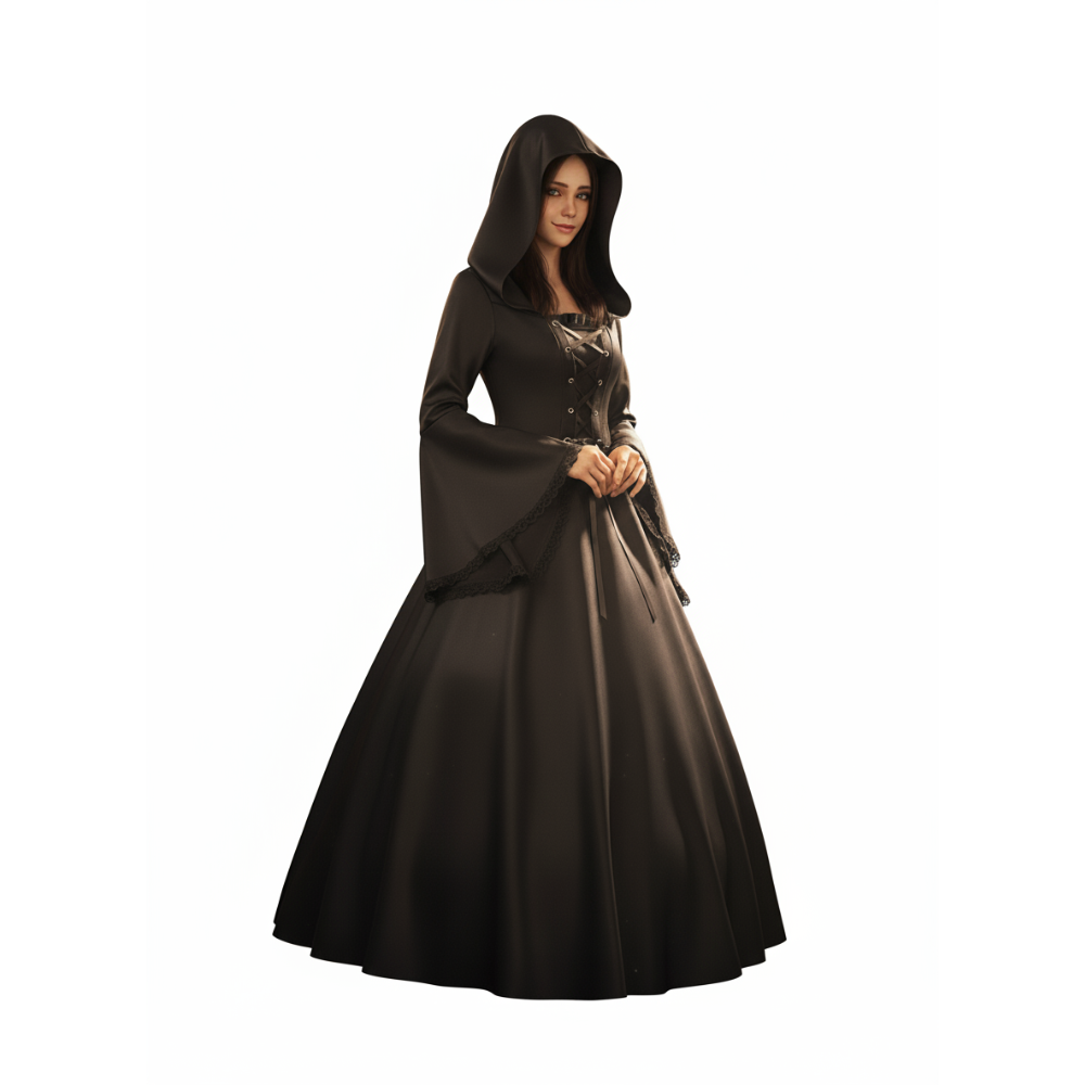 Gothic Black Maids Costume Dress