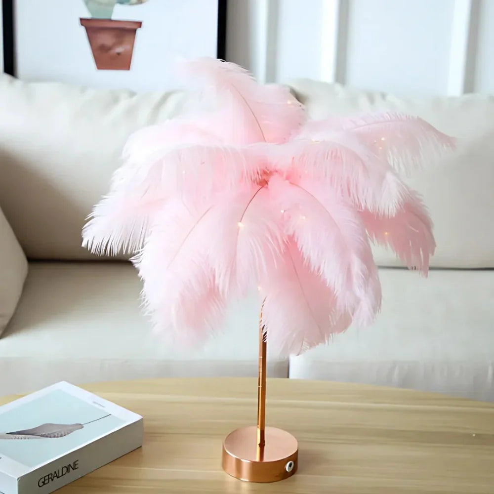 Feather Table Lamp Soft Glow Lighting