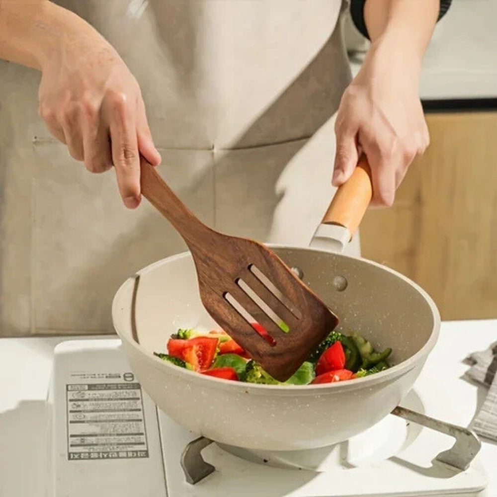 Wooden Cooking Utensils Set Teak Non Stick