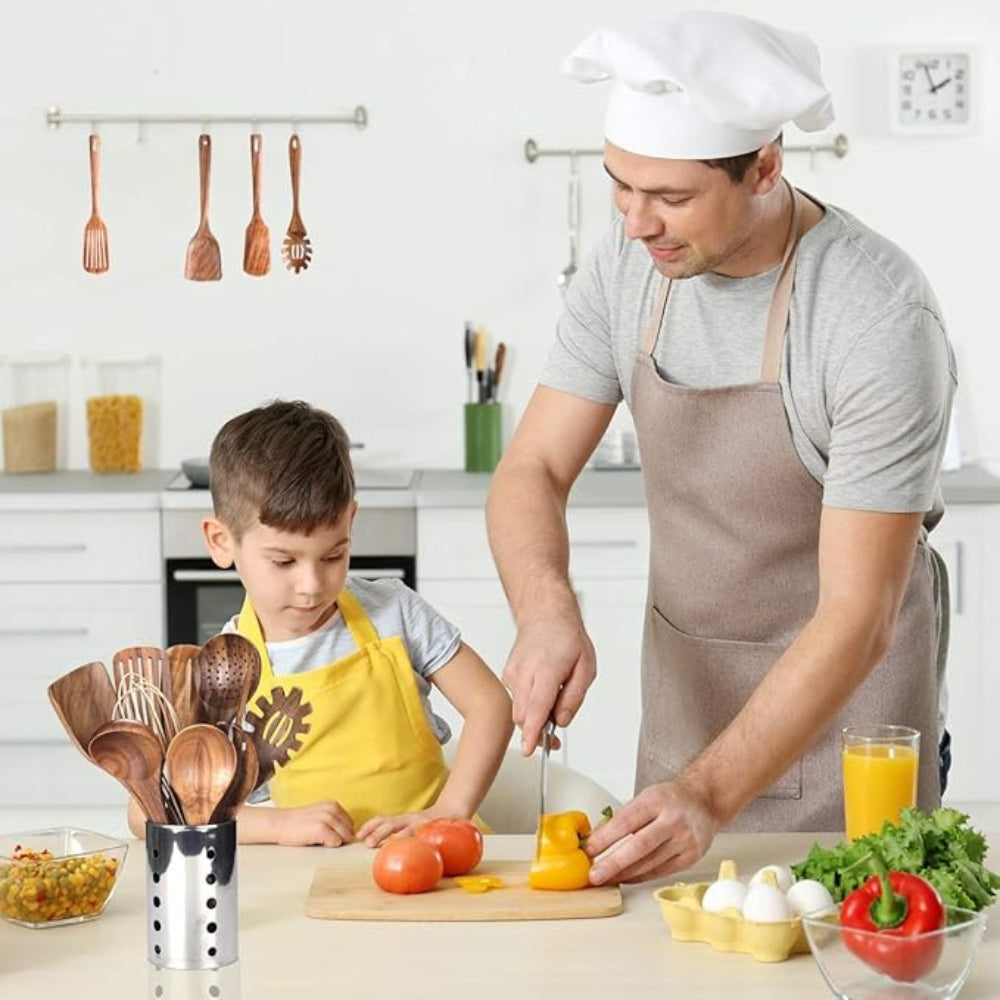 Wooden Cooking Utensils Set Teak Non Stick