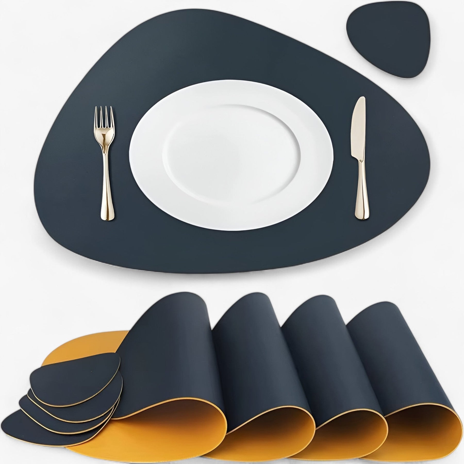 Table Mats Reversible Faux Leather Dining Set