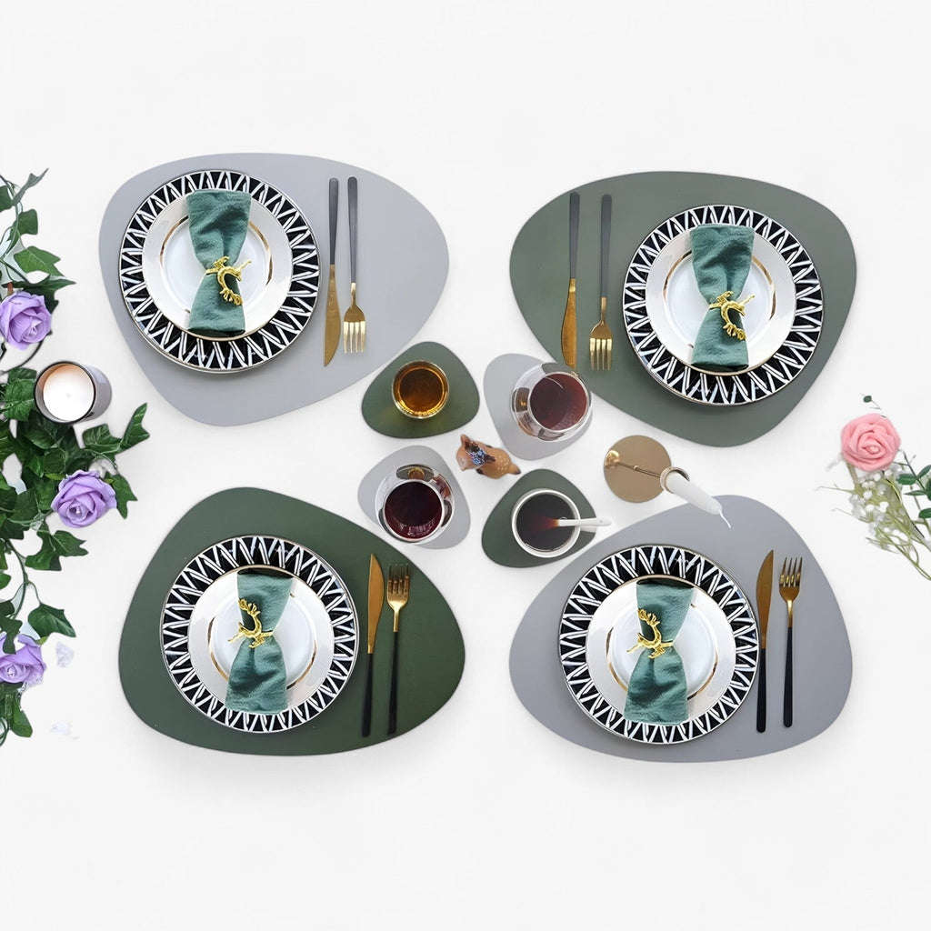 Table Mats Reversible Faux Leather Dining Set