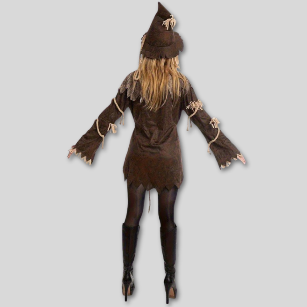 Scarecrow Halloween Costume Polyester Hat Rope Dress