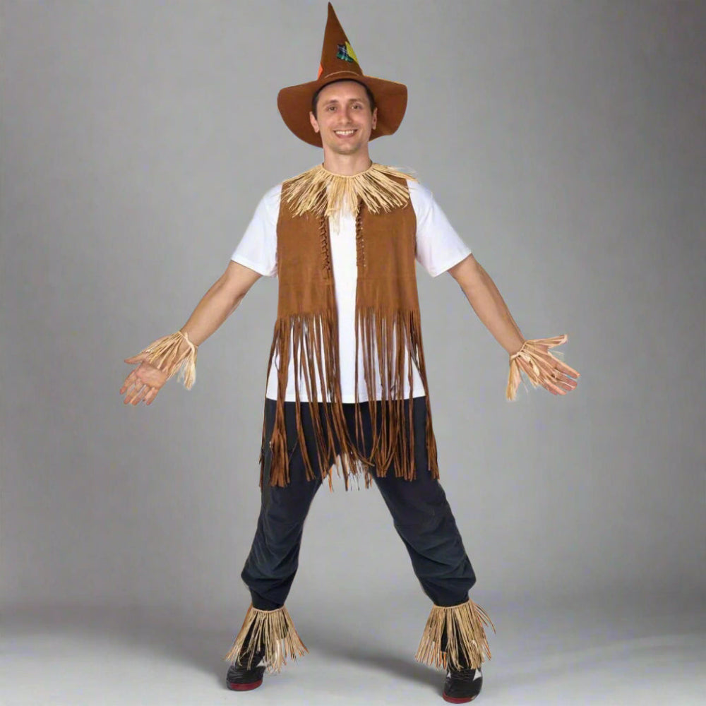 Scarecrow Costume Set Hat Straws Kids Adults Halloween Party