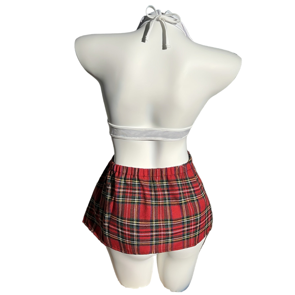 Plaid Halter School Girl Costume Set