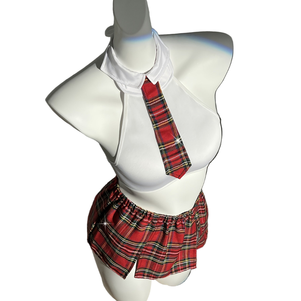 Plaid Halter School Girl Costume Set