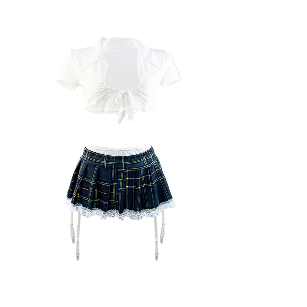 Plaid School Girl Outfit Cosplay Costume