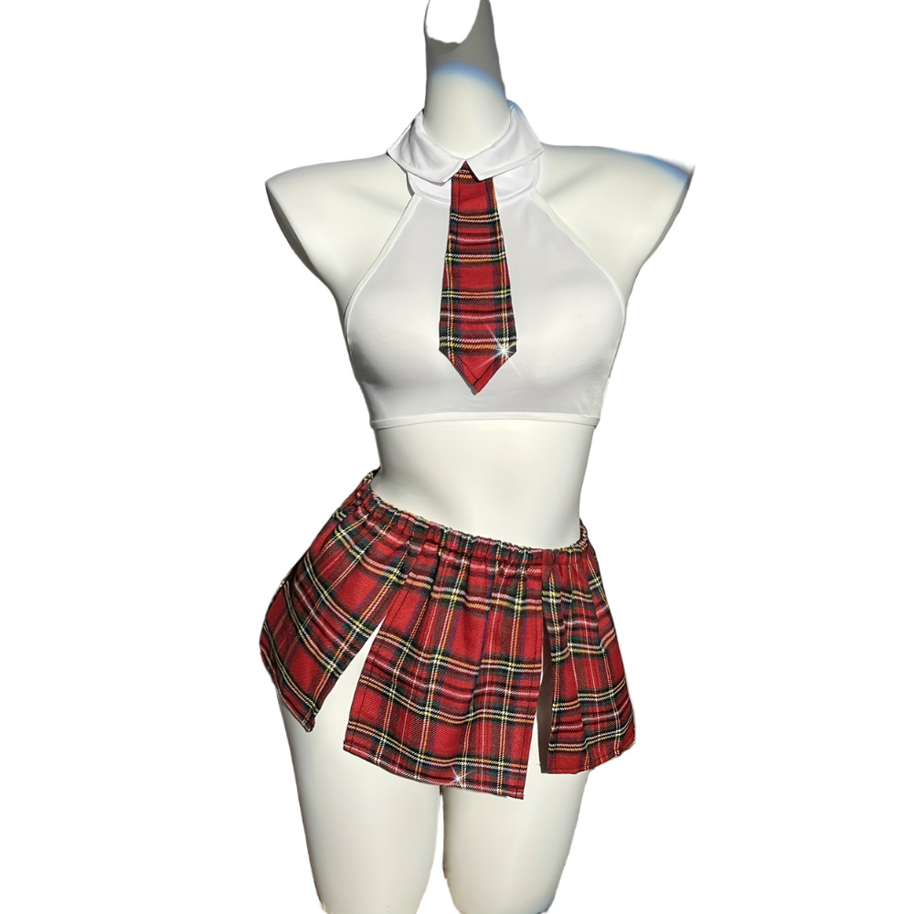 Plaid Halter School Girl Costume Set