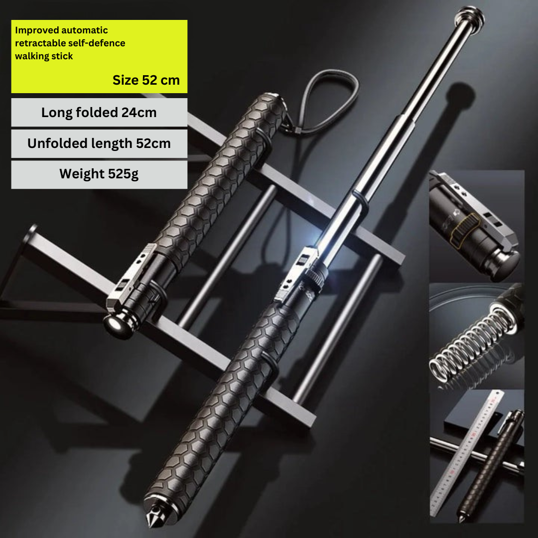 Automatic Hiking Walking Stick Safety Trekking Pole with LED Light