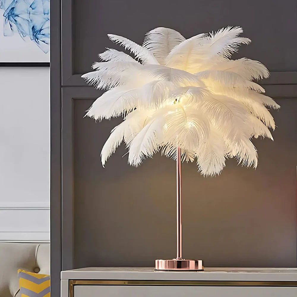 Feather Table Lamp Soft Glow Lighting