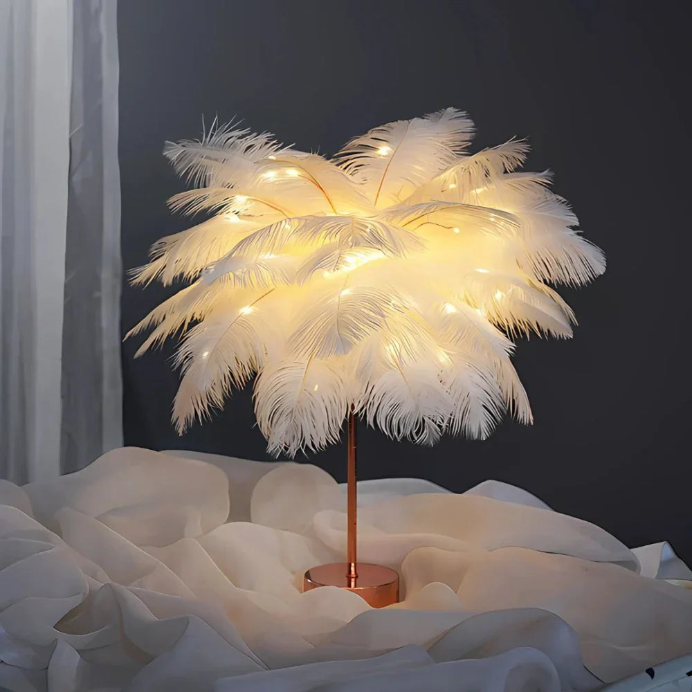 Feather Table Lamp Soft Glow Lighting
