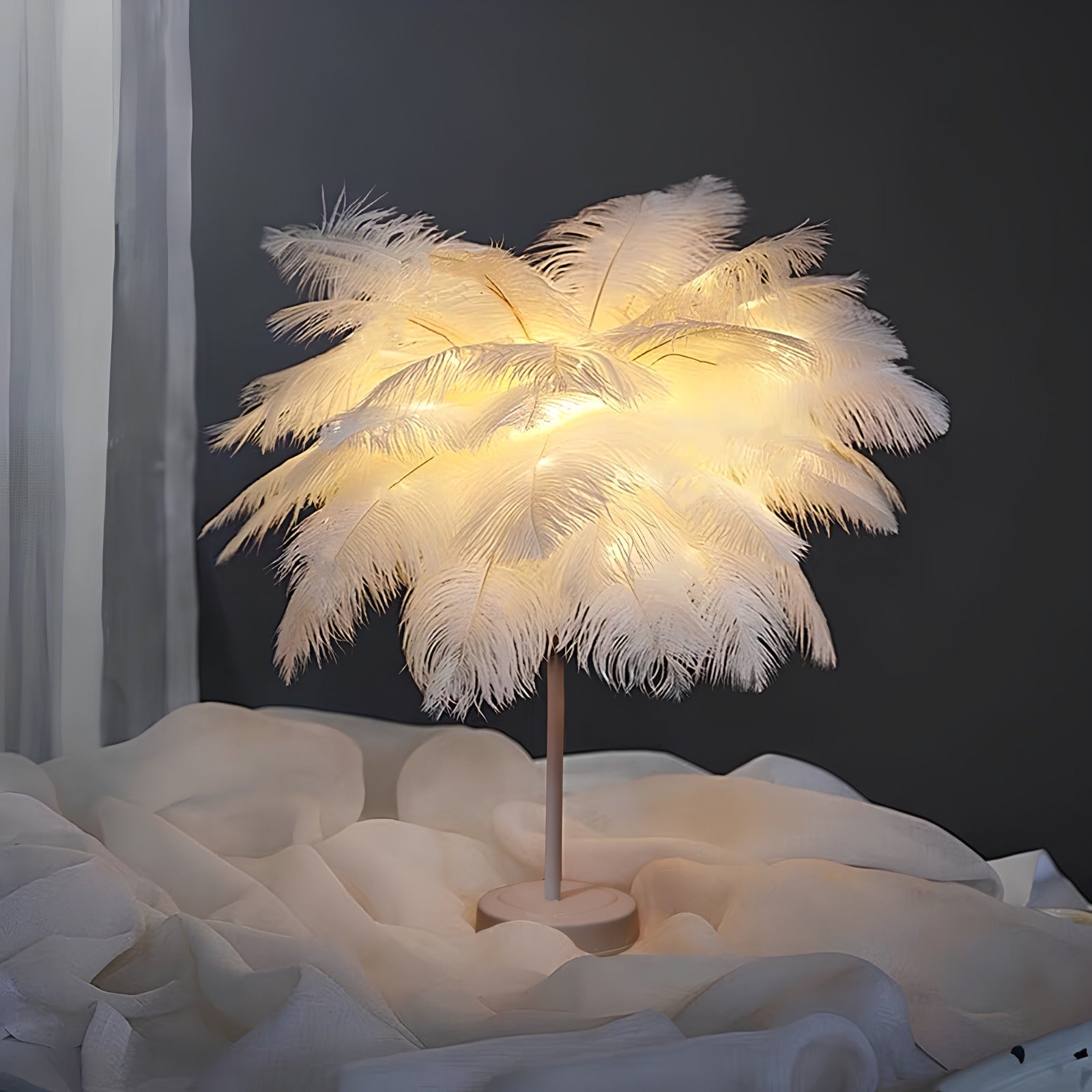 Feather Table Lamp Soft Glow Lighting
