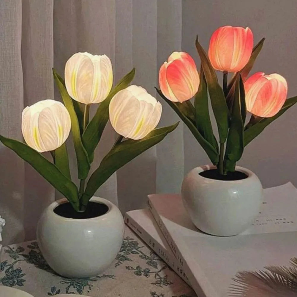 LED Table Lamp Floral Pot Light Decor