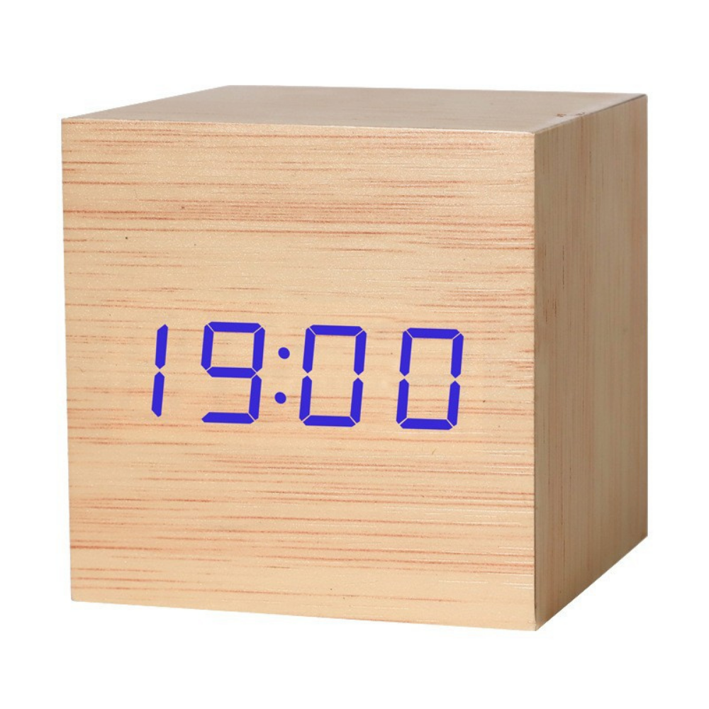 Wooden Digital LED Alarm Clock Display