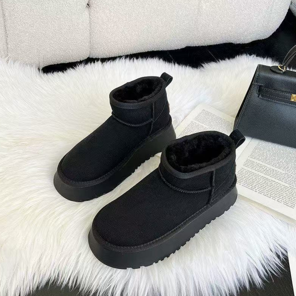Women’s Trendy Platform Ankle Boots - Warm Fur Lining Comfortable Fit