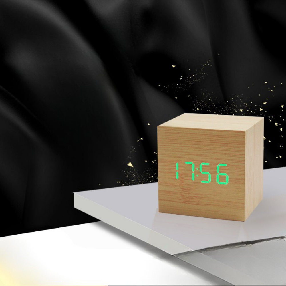 Wooden Digital LED Alarm Clock Display