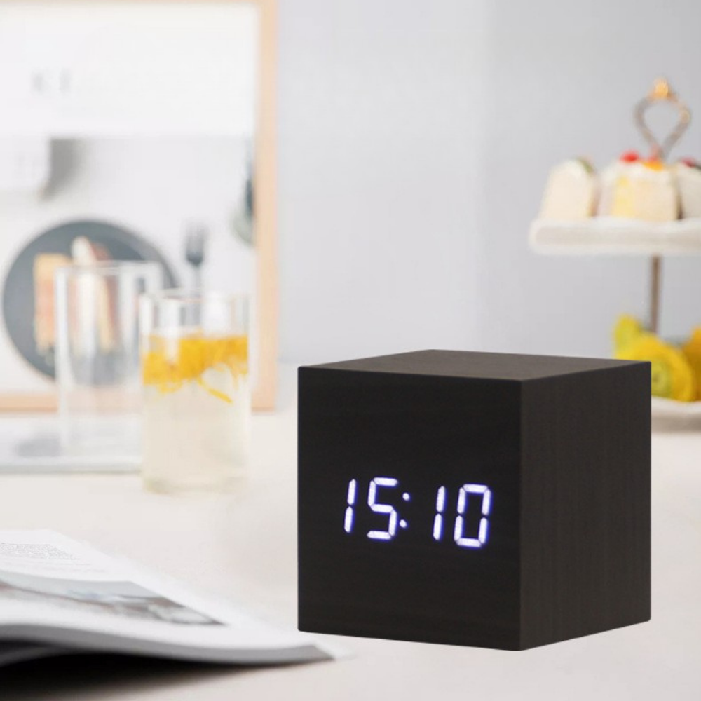 Wooden Digital LED Alarm Clock Display