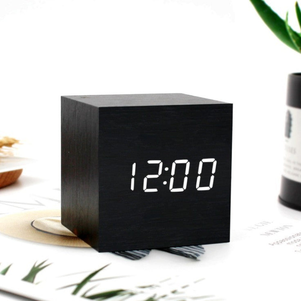 Wooden Digital LED Alarm Clock Display