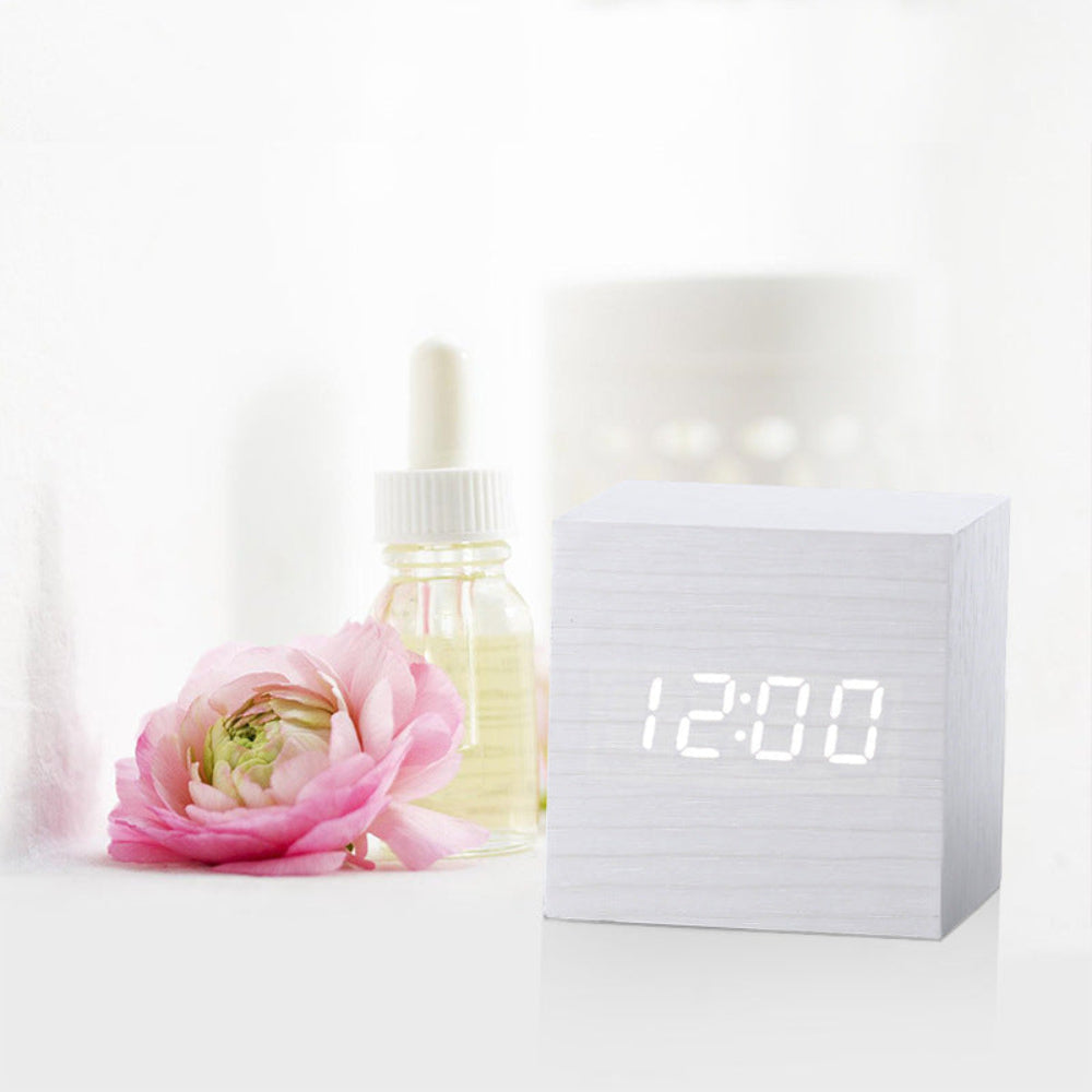 Wooden Digital LED Alarm Clock Display