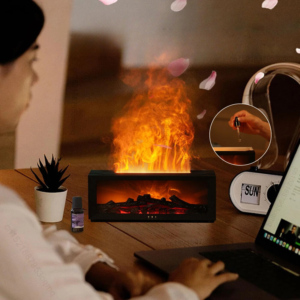 Air Humidifier with Flame Effect and Aroma Diffuser