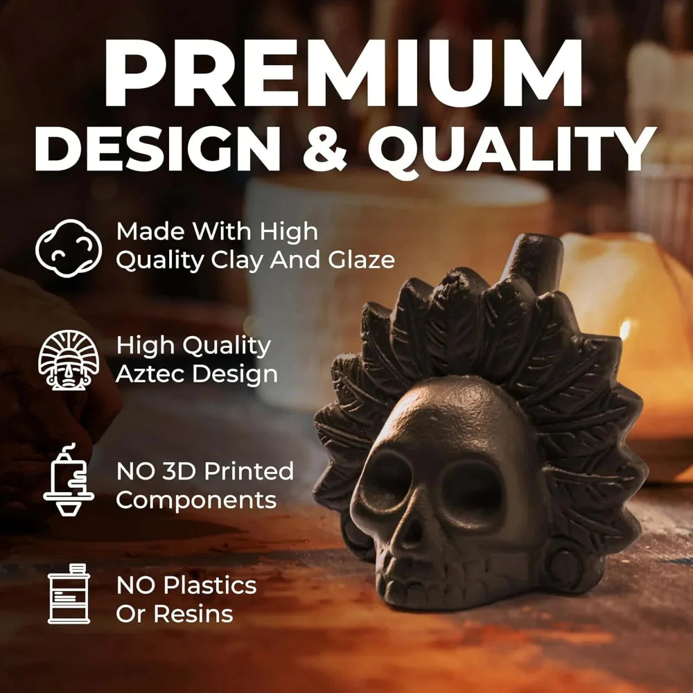 Halloween Decoration Skull Whistle Loud Ceramic Aztec Style Prop