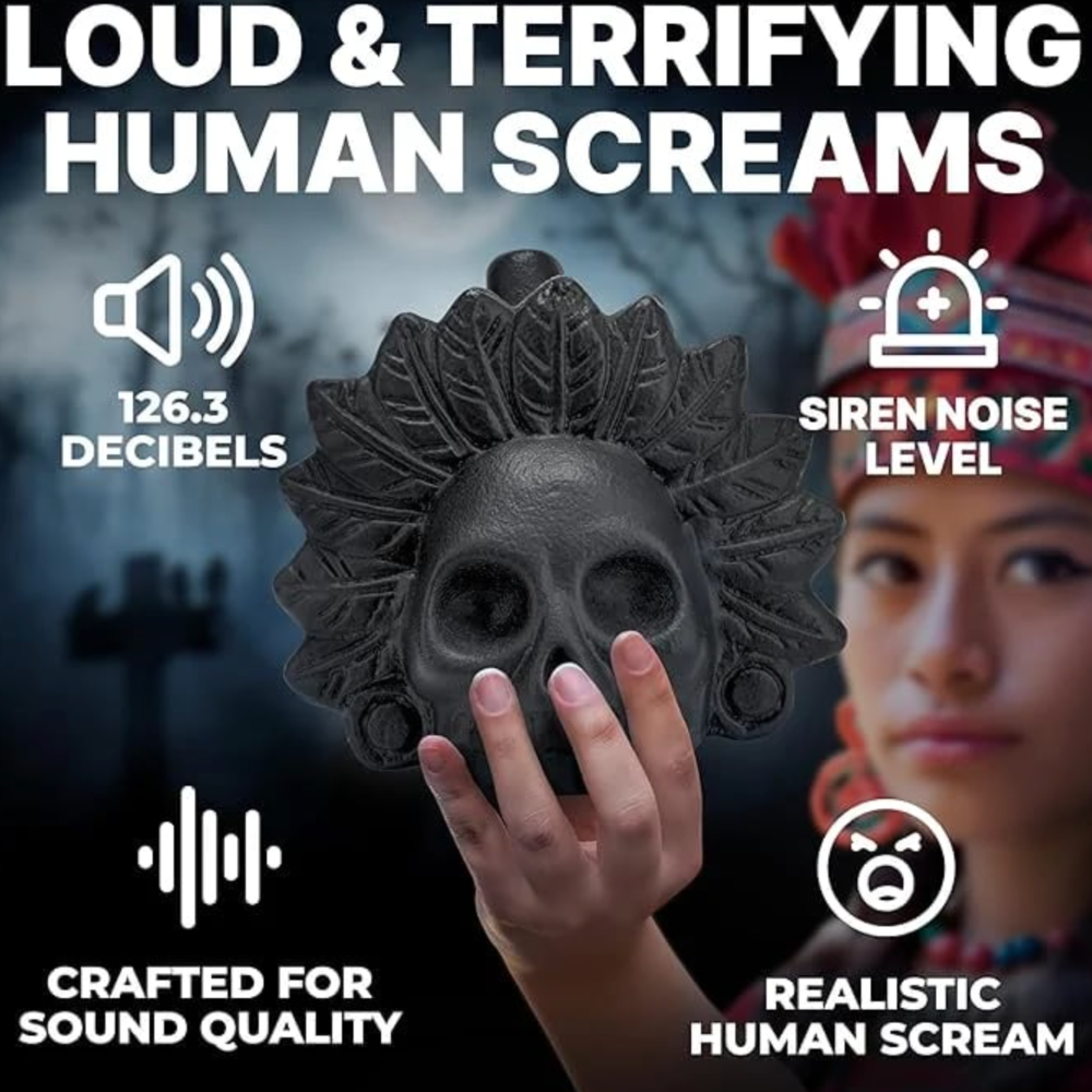 Halloween Decoration Skull Whistle Loud Ceramic Aztec Style Prop