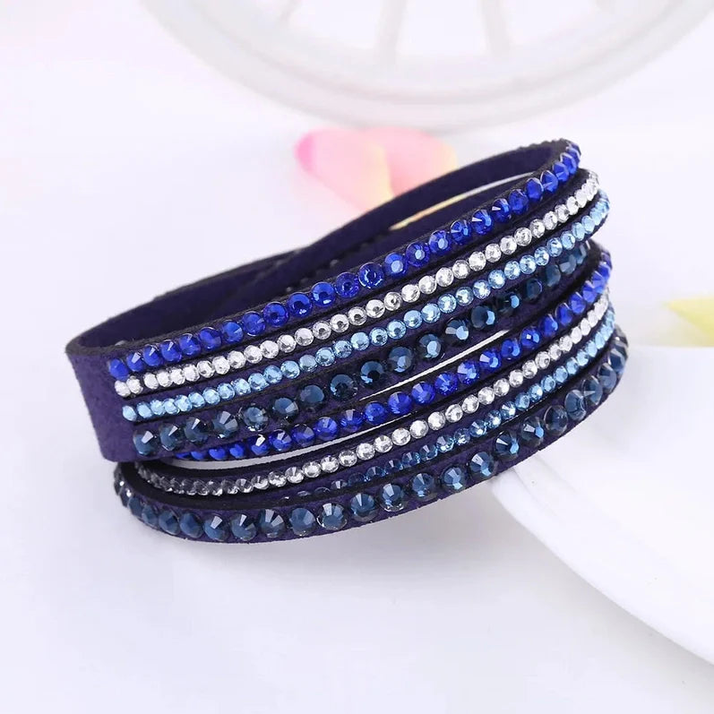 Bracelet for Women Black Crystal Wrap Design