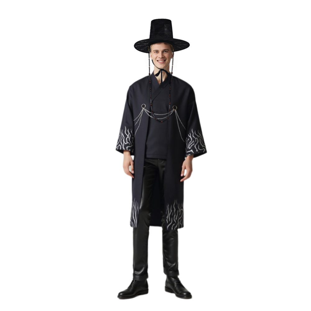 Boys Black Halloween Costume Set Korean Hanbok