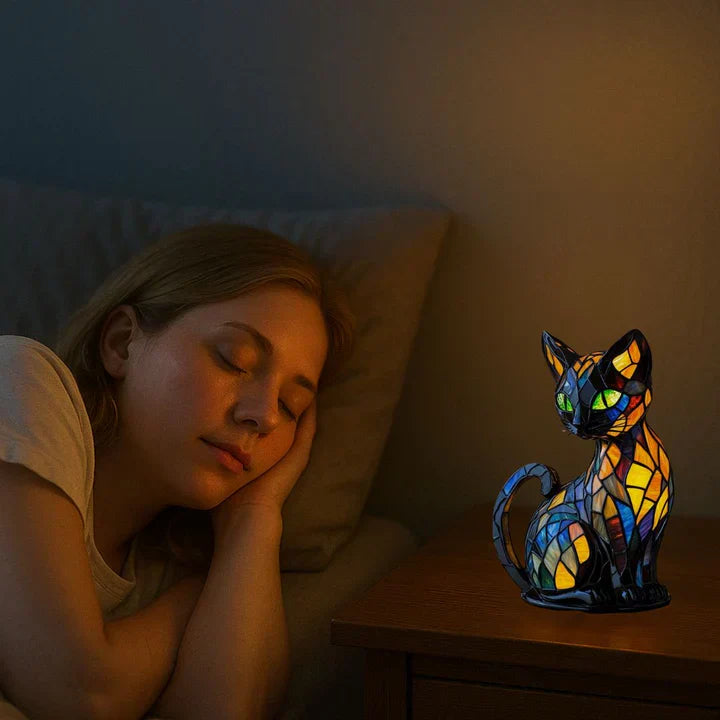 Stained Glass Cat Table Lamp
